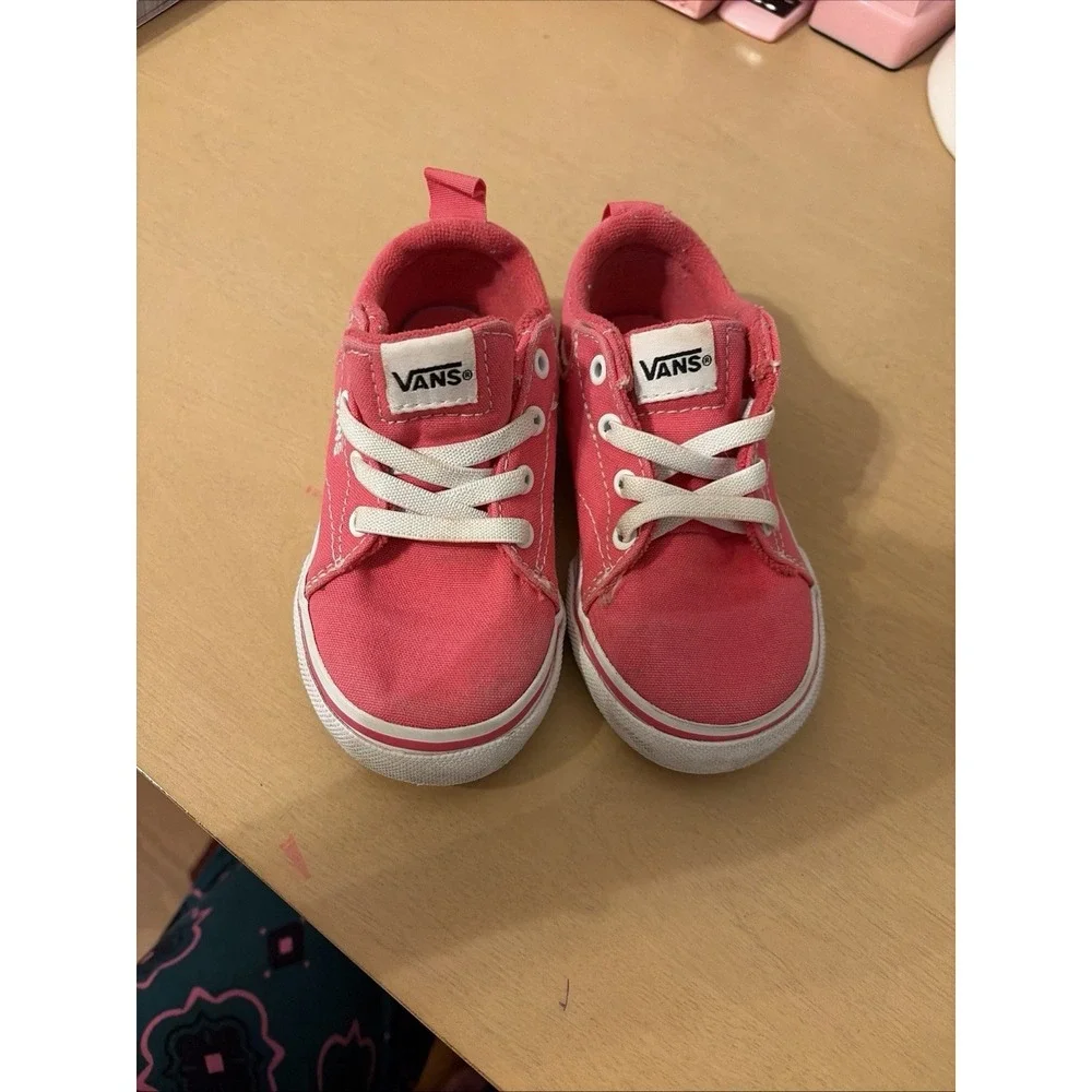 Vans Toddler Ward Pink Slip-On Canvas Skate Shoes Size 7 EUC